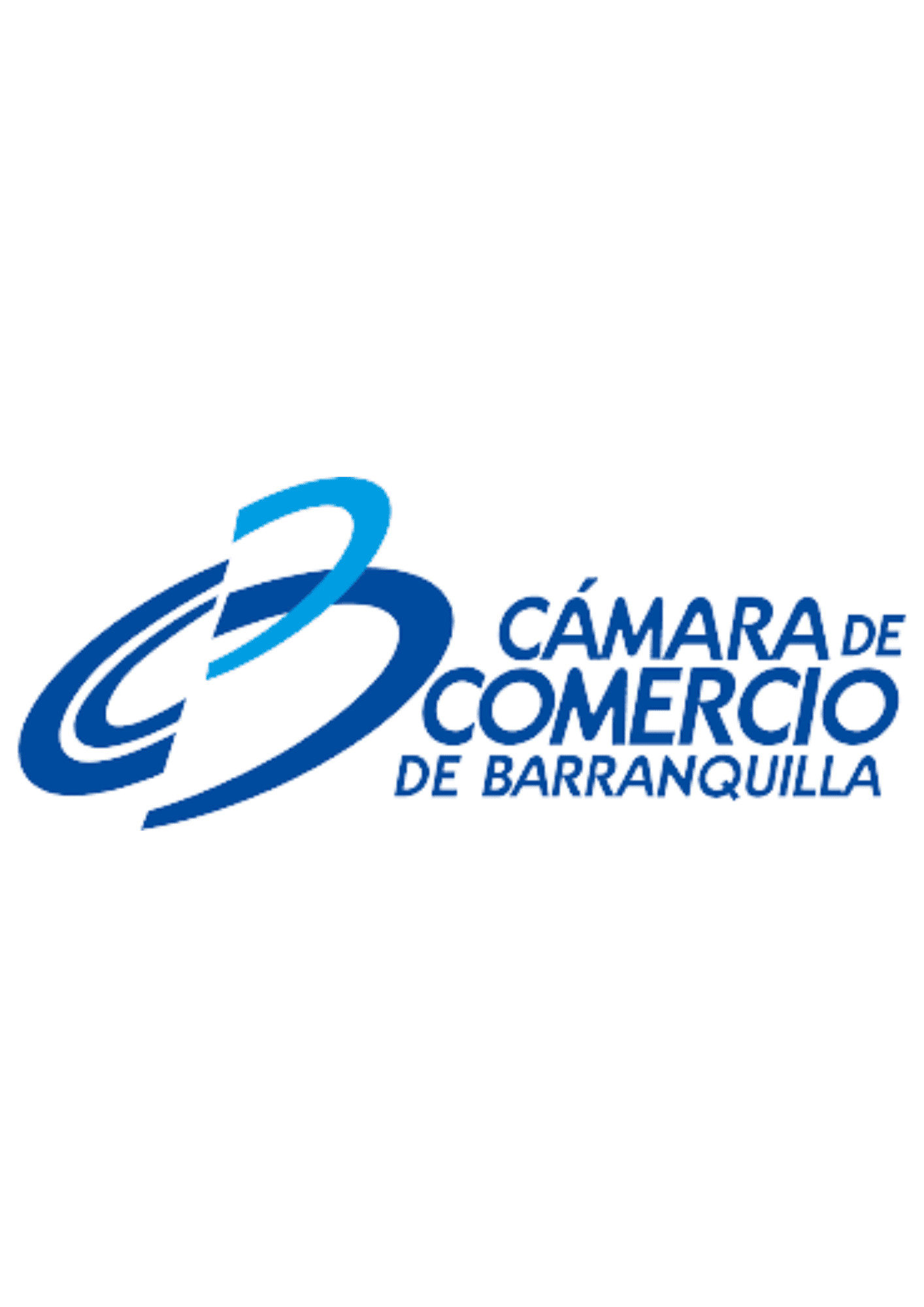 Logotipo de la Cámara de Comercio de Barranquilla con un símbolo circular en tonos azules.